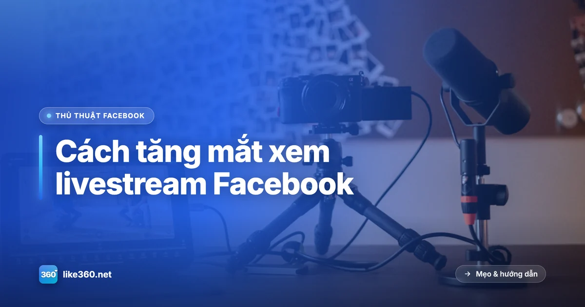 Bộ thiết bị quay livestream với máy ảnh và micro trên bàn
