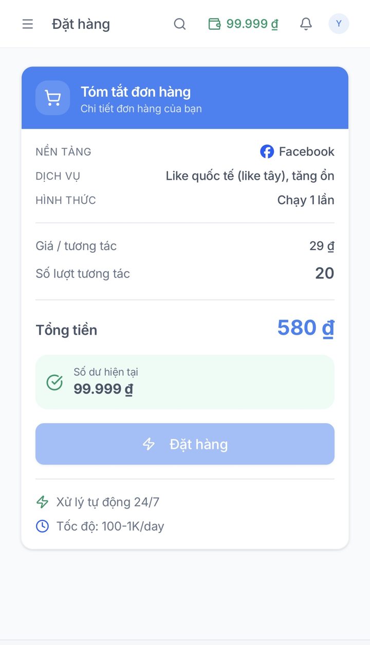 Tóm tắt đơn hàng trước khi đặt trên Like360