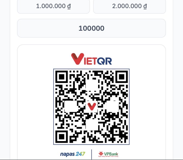 Mã VietQR (qua napas247/VPBank) trên trang nạp tiền Like360
