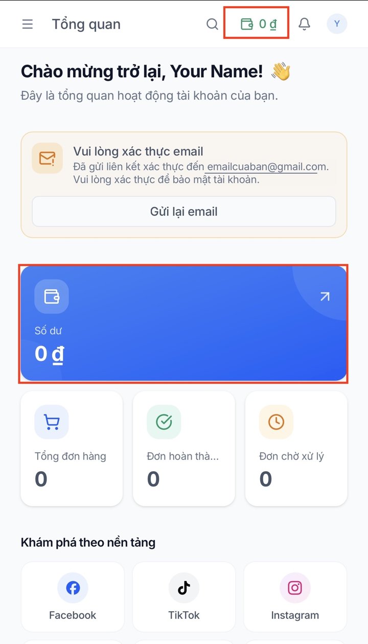 Số dư hiển thị trên trang Tổng quan Like360